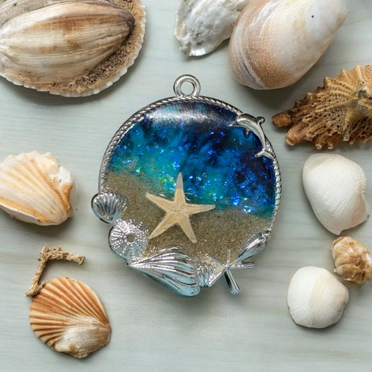 Ocean Waves Resin Pendant – Beach Necklace | Stocking Stuffers | Unique Christmas Gifts