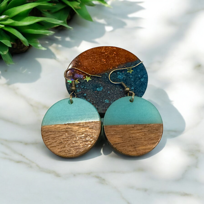 Bohemian Ocean Breeze Wooden Resin Earrings | Stocking Stuffers | Unique Christmas Gifts