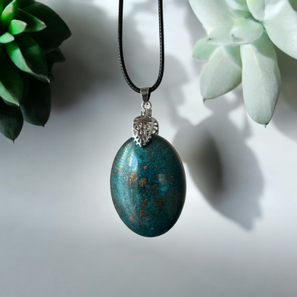 Small Rustic Bohemian Pendant | Turquoise & Copper Resin Statement Piece | Perfect Fall Jewelry