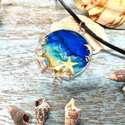 Ocean Waves Resin Pendant – Beach Necklace | Stocking Stuffers | Unique Christmas Gifts