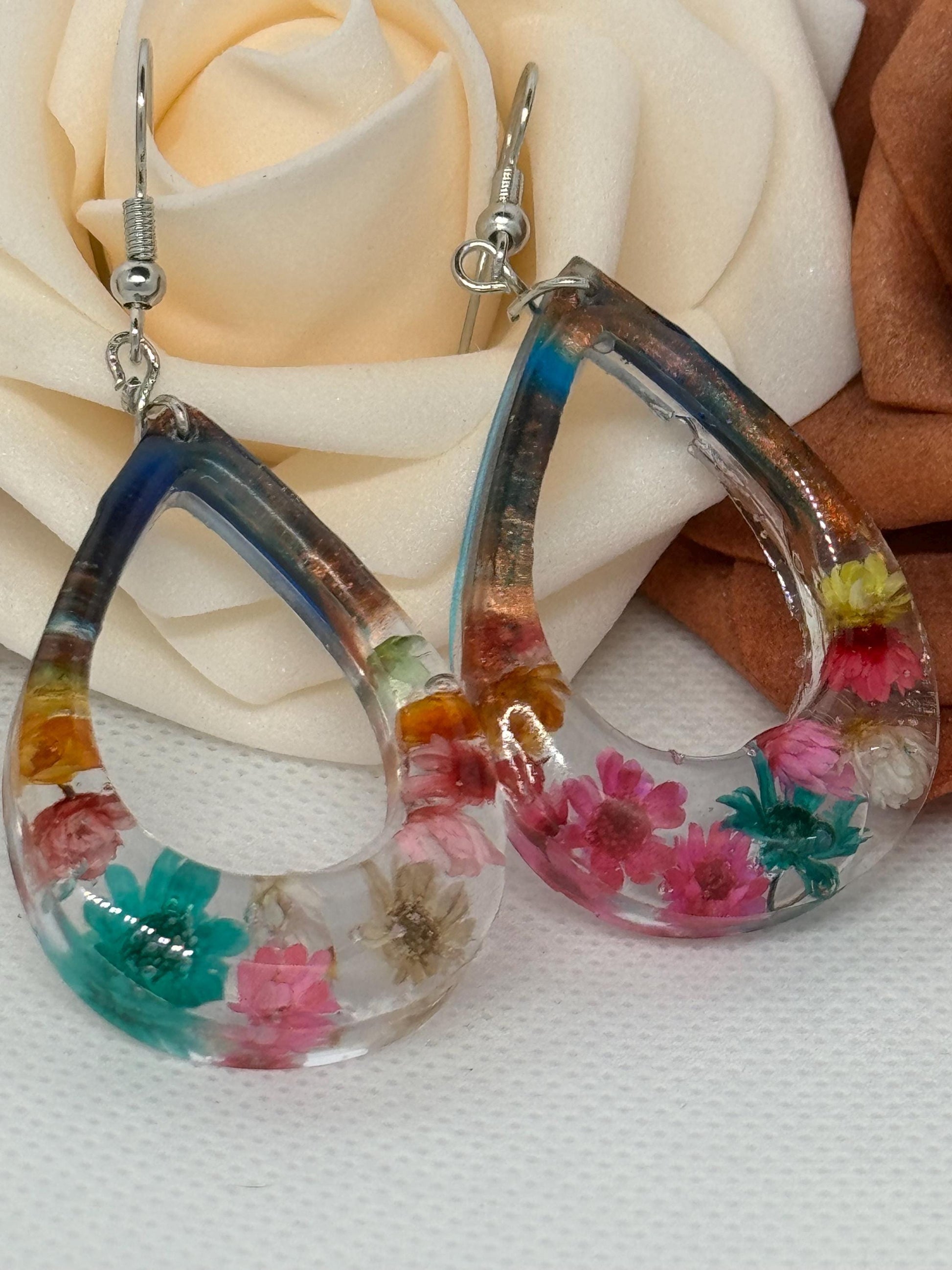 Handmade Flowers Earrings – Boho Nature-Inspired Dangles